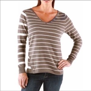 Smartwool Merino Striped V Neck Sweater Medium